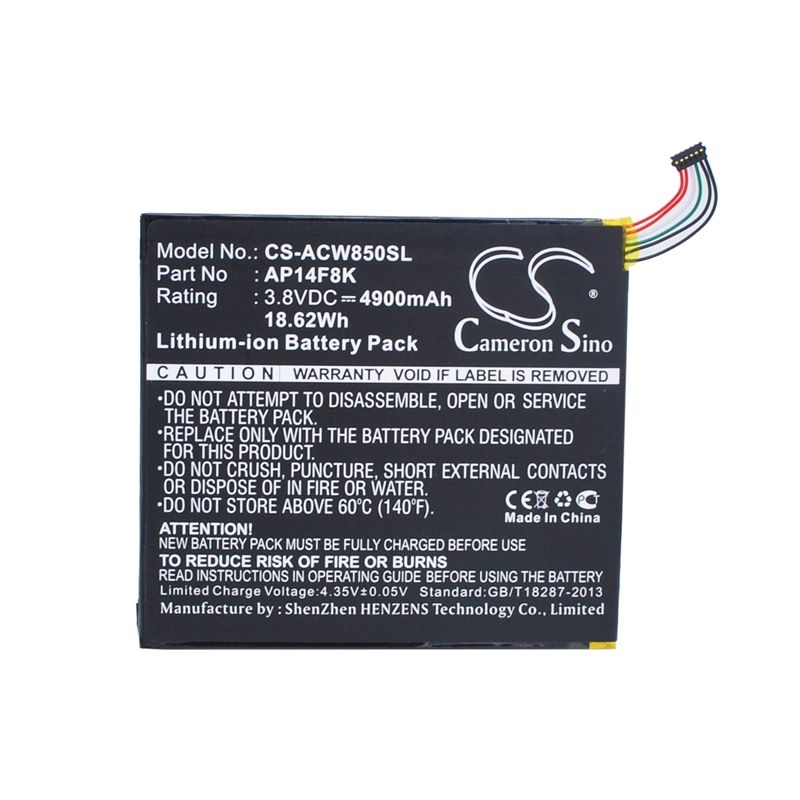Li-polymer Battery Fits Acer, A1-840, A1-850-a1410, A1-860 3.8v, 4900mah Tablet Cameron Sino Technology Limited
