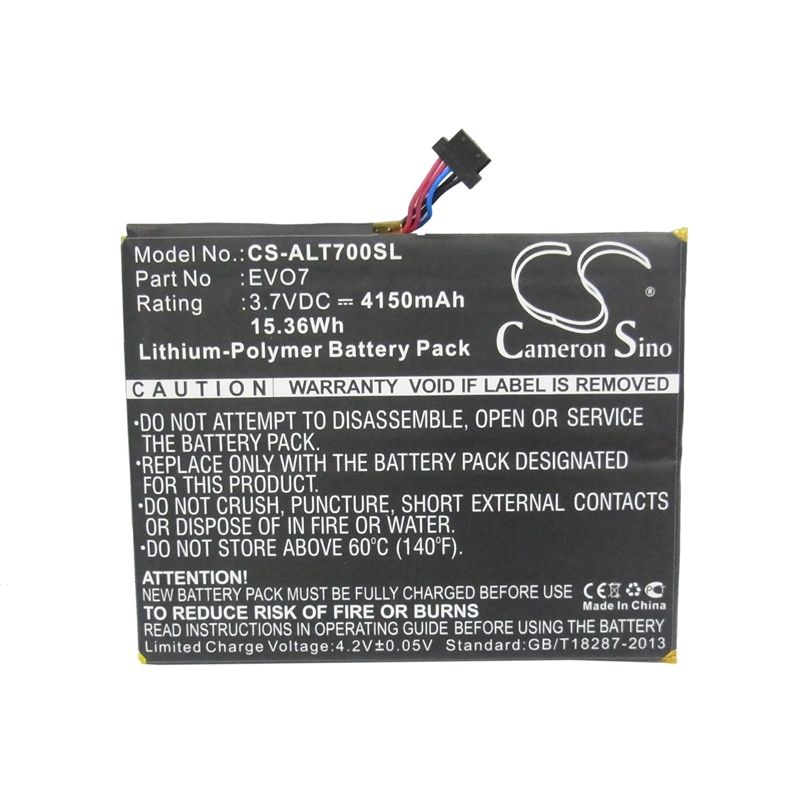 Li-Polymer Battery fits Alcatel, One Touch Evo 7, Ot-t70, T70-2aalde1 3.7V, 4150mAh Tablet Cameron Sino Technology Limited