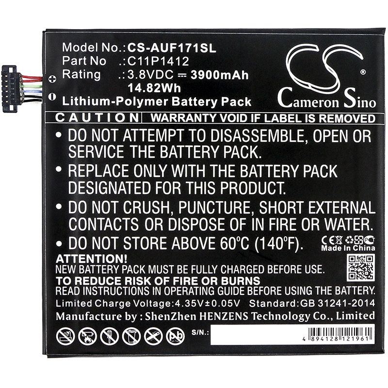 Li-Polymer Battery fits Asus, Fe170cg, Fe175cg, Fonepad 7 Fe171mg 3.8V, 3900mAh Tablet Cameron Sino Technology Limited