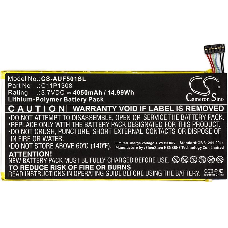 Li-Polymer Battery fits Asus, Transformer Pad Tf501t, Transformer Pad Tf502t 3.7V, 4050mAh Tablet Cameron Sino Technology Limited