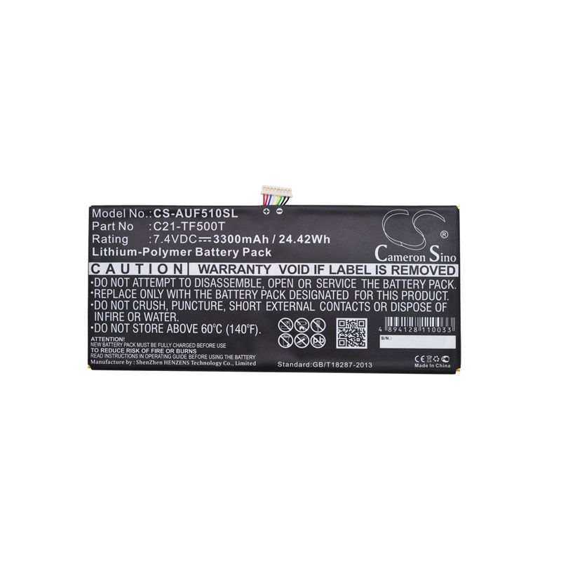 Li-Polymer Battery fits Asus, Transformer Pad Tf500t 7.4V, 3300mAh Tablet Cameron Sino Technology Limited