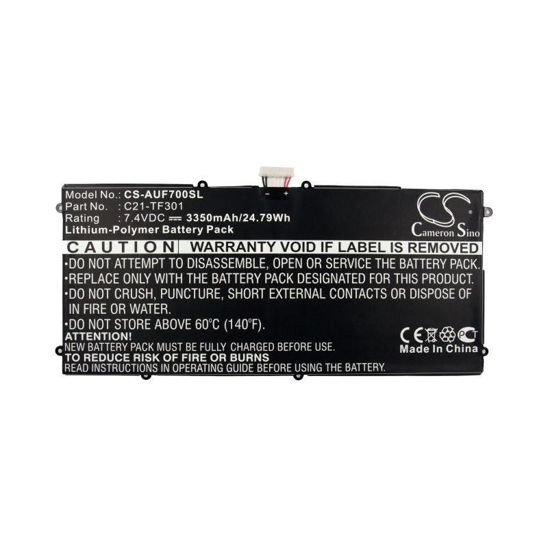 Li-Polymer Battery fits Asus, Ee Pad Tf700, Tf700t, Transformer Pad Tf700 7.4V, 3350mAh Tablet Cameron Sino Technology Limited
