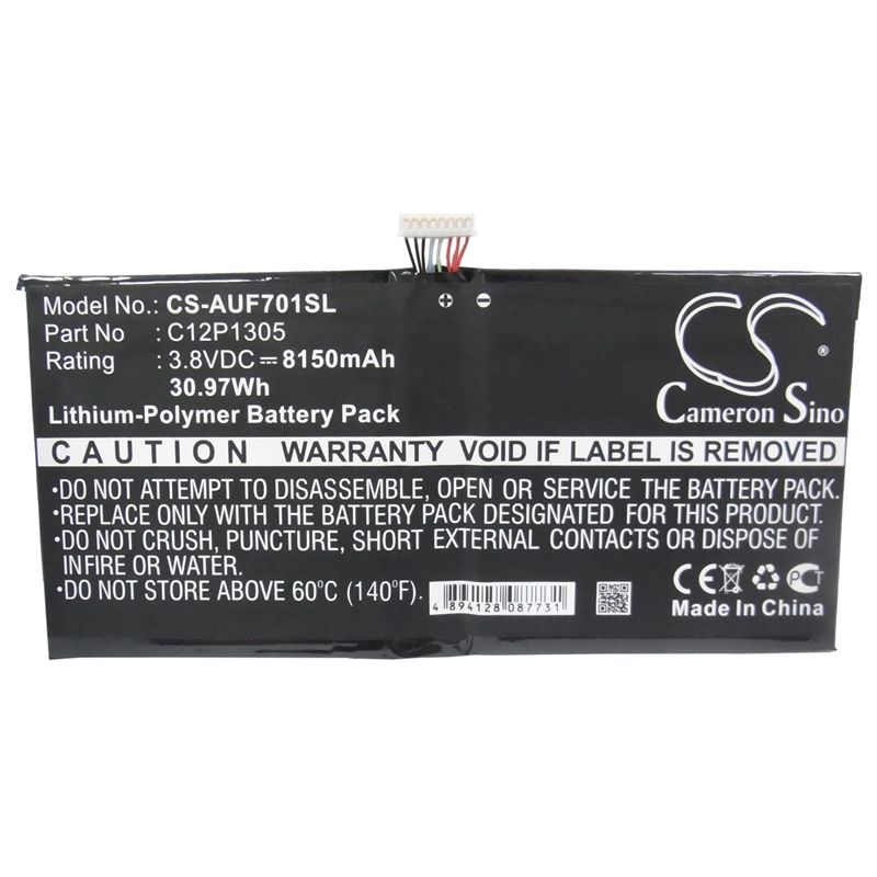 Li-polymer Battery Fits Asus, K00c, Tf701t, Transformer Tf701t 3.8v, 8150mah Tablet Cameron Sino Technology Limited