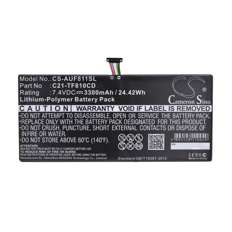 Li-Polymer Battery fits Asus, Vivotab Tf810cd 7.4V, 3300mAh Tablet Cameron Sino Technology Limited