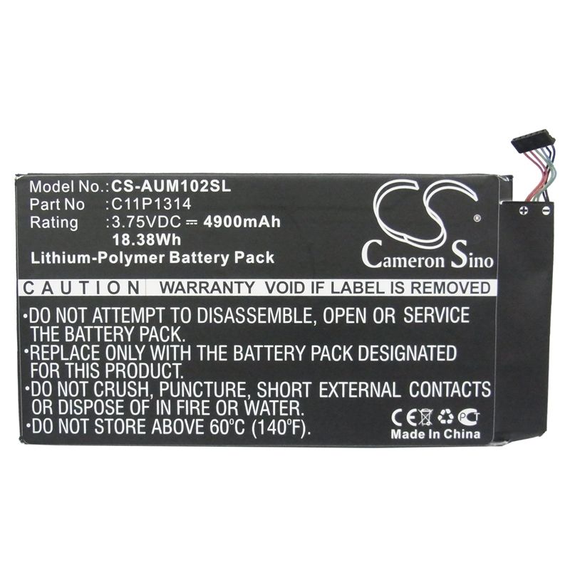 Li-Polymer Battery fits Asus, K00f, Me102, Me102a 3.75V, 4900mAh Tablet Cameron Sino Technology Limited