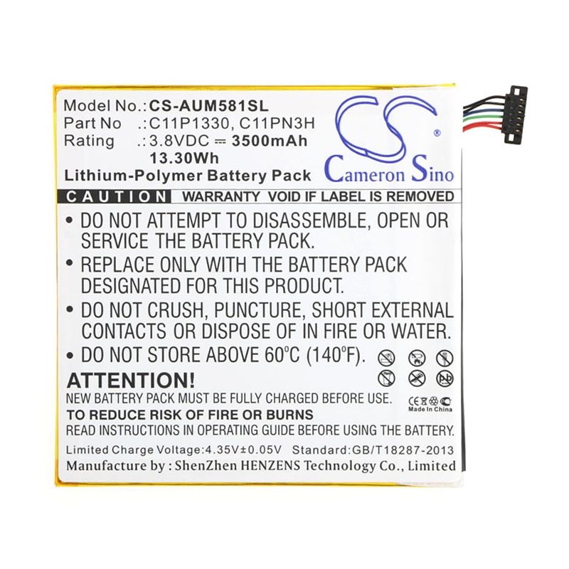 Li-Polymer Battery fits Asus, Ast21, Me181c, Me581cl 3.8V, 3500mAh Tablet Cameron Sino Technology Limited
