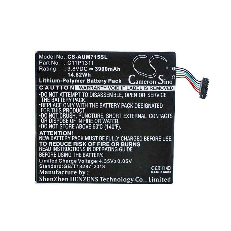 Li-Polymer Battery fits Asus, K00s, K00z, Me175cg 3.8V, 3900mAh Tablet Cameron Sino Technology Limited