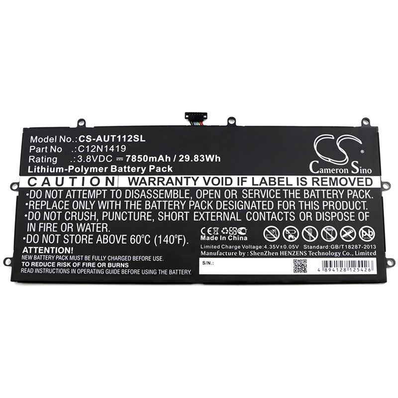 Li-Polymer Battery fits Asus, Transformer Book T100 Chi, Transformer Book T100chi-fg003b 3.8V, 7850mAh Tablet Cameron Sino Technology Limited