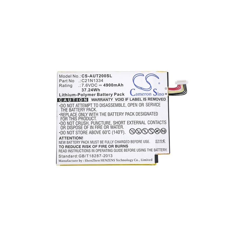 Li-Polymer Battery fits Asus, Transformer Book T200ta, Transformer Book T200ta 12" 7.6V, 4900mAh Tablet Cameron Sino Technology Limited