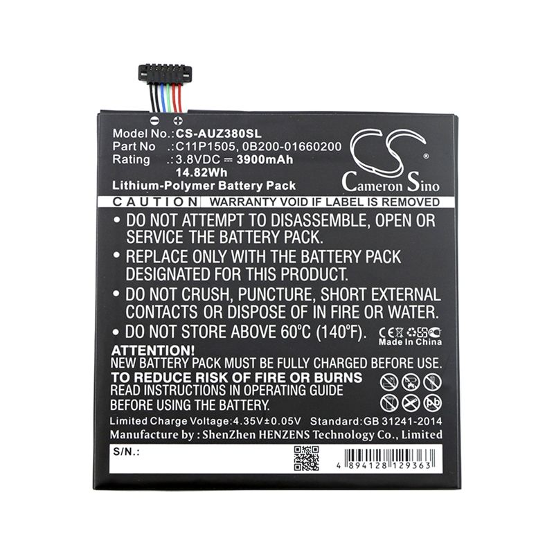 Li-Polymer Battery fits Asus, P022, P024, Zenpad 8.0 Z380c 3.8V, 3900mAh Tablet Cameron Sino Technology Limited
