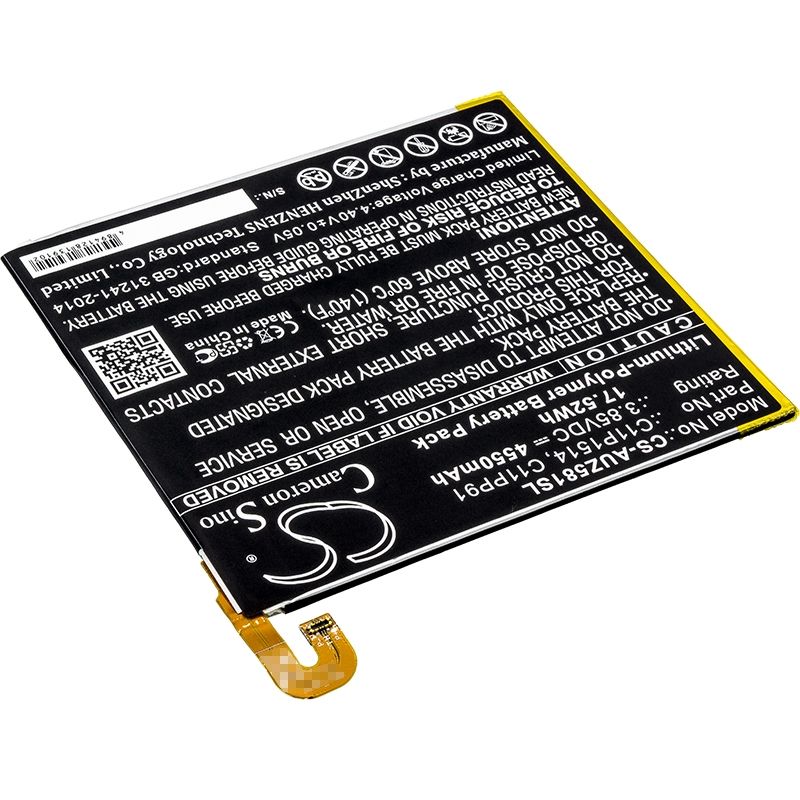 Li-Polymer Battery fits Asus, P008, Z581kl, Zenpad 3 8.0 3.85V, 4550mAh Tablet Cameron Sino Technology Limited