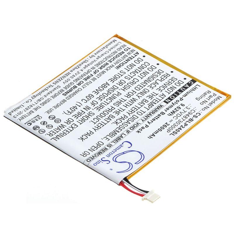 Li-Polymer Battery fits Blu, Bt-e003, P240u, Touchbook G7 3.7V, 2600mAh Tablet Cameron Sino Technology Limited