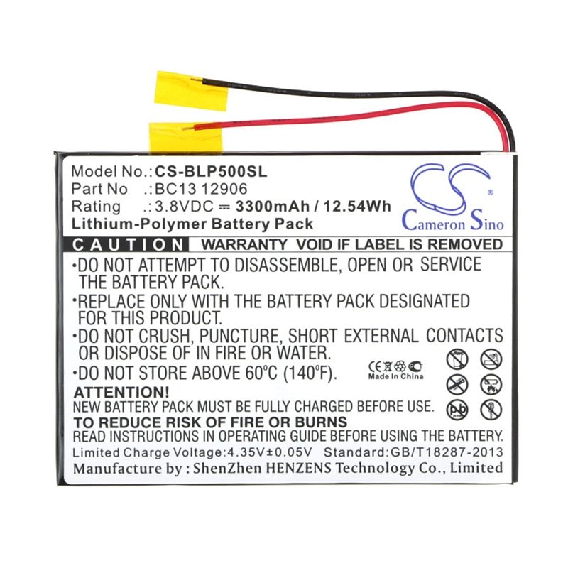 Li-Polymer Battery fits Blu, P50, Touchbook 7.0 Lte 3.8V, 3300mAh Tablet Cameron Sino Technology Limited