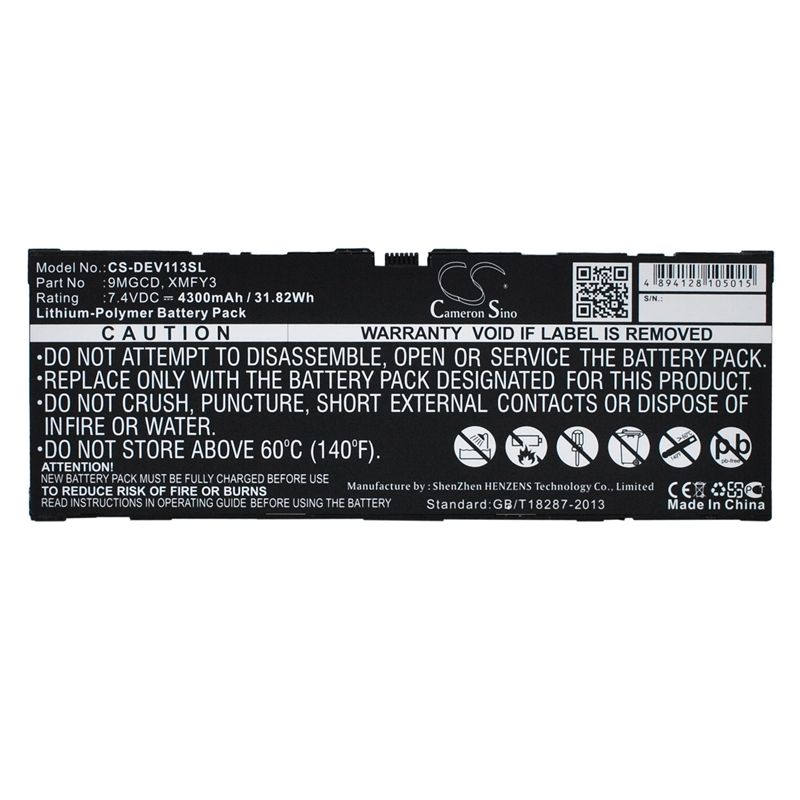 Li-Polymer Battery fits Dell, T06g, Venue 11 Pro 5130 7.4V, 4300mAh Tablet Cameron Sino Technology Limited