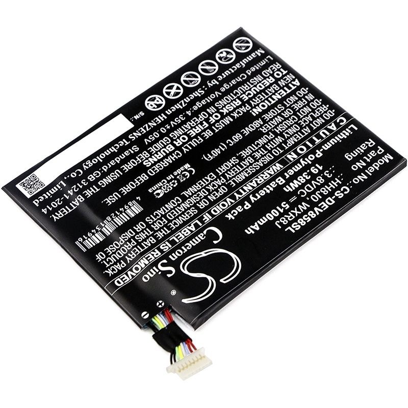 Li-Polymer Battery fits Dell, Venue 8 Pro 5855 3.8V, 5100mAh Tablet Cameron Sino Technology Limited