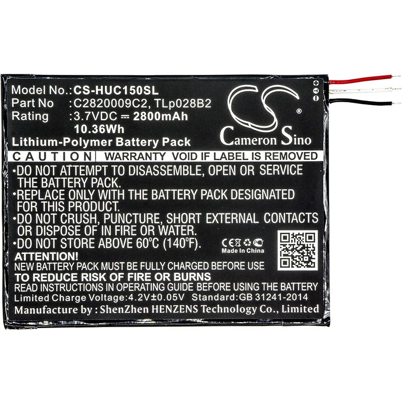 Li-Polymer Battery fits Alcatel, One Touch Pixi 3 (7) Wifi, Ot-8055, Ot-8057 3.7V, 2800mAh Tablet Cameron Sino Technology Limited