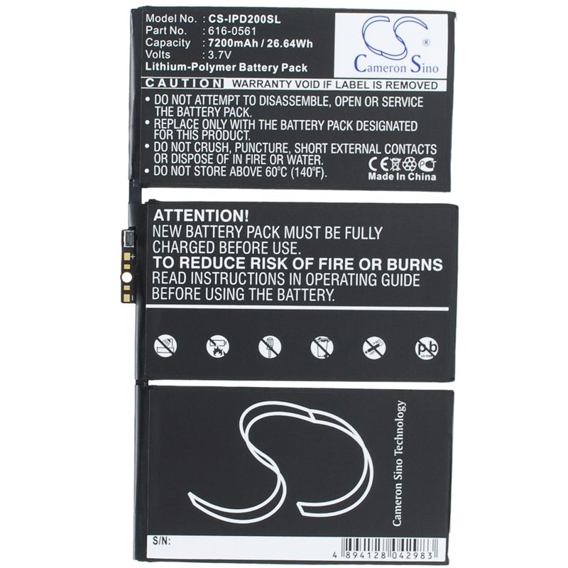 Li-polymer Battery Fits Apple, A1316, A1376, A1395 3.7v, 7200mah Tablet Cameron Sino Technology Limited