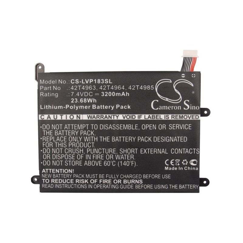 Li-Polymer Battery fits Lenovo, Thinkpad 1838, Thinkpad 1838 10.1, Thinkpad 1838-22u 7.4V, 3200mAh Tablet Cameron Sino Technology Limited