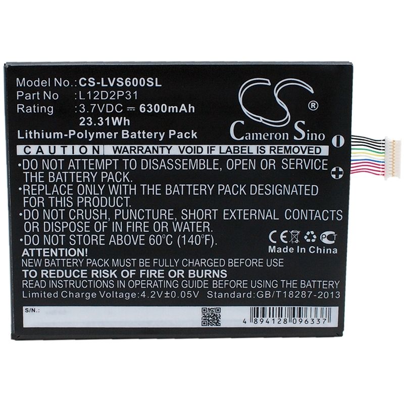 Li-Polymer Battery fits Lenovo, Ideapad S2110a, Ideatab S2110, Ideatab S2110af 3.7V, 6300mAh Tablet Cameron Sino Technology Limited