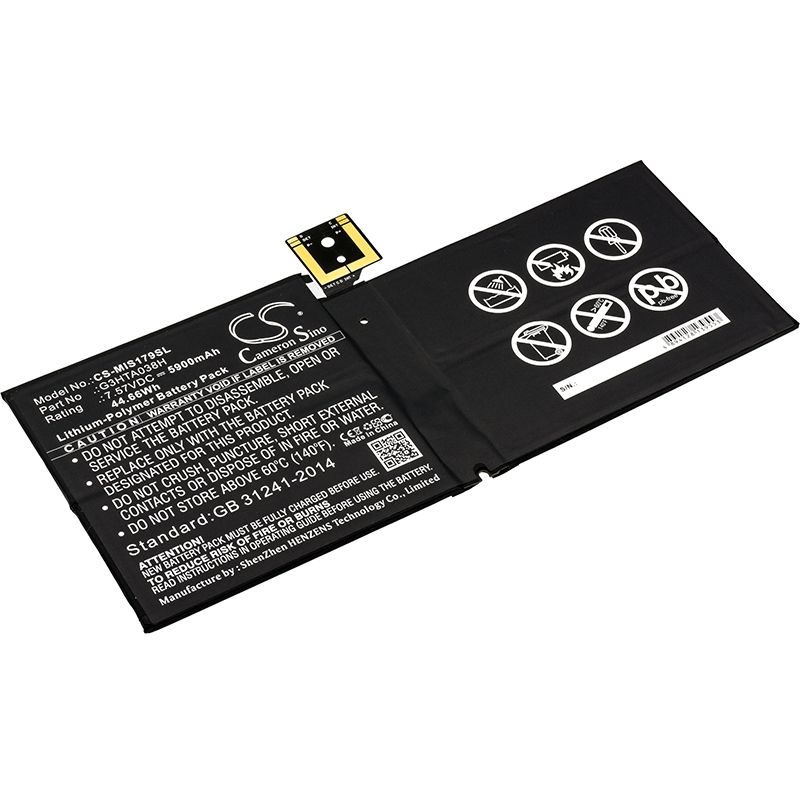 Li-polymer Battery Fits Microsoft, Surface Pro 5, Surface Pro 5 1796 7.57v, 5900mah Tablet Cameron Sino Technology Limited