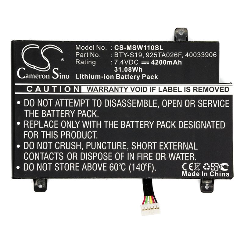 Li-Polymer Battery fits Msi, Windpad 110, Windpad 110w, Windpad 110w-014us 7.4V, 4200mAh Computer Cameron Sino Technology Limited (Suspended)