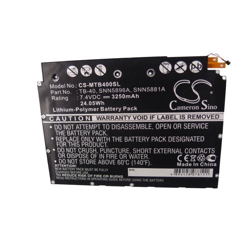 Li-polymer Battery Fits Motorola, Mz604, Xoom, Xoom Mz500 7.4v, 3250mah Tablet Cameron Sino Technology Limited