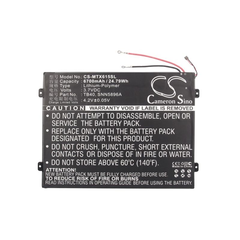 Li-Polymer Battery fits Motorola, Mz615, Mz616, Mz617 3.7V, 6700mAh Tablet Cameron Sino Technology Limited