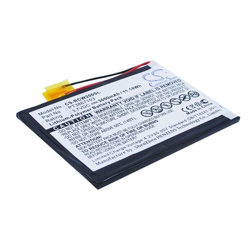 Li-Polymer Battery fits Rca, Rct6077w2 3.7V, 3000mAh Tablet Cameron Sino Technology Limited