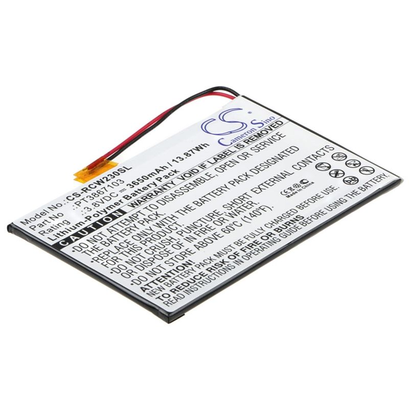 Li-Polymer Battery fits Rca, 7", Rct6272w23 3.8V, 3650mAh Tablet Cameron Sino Technology Limited