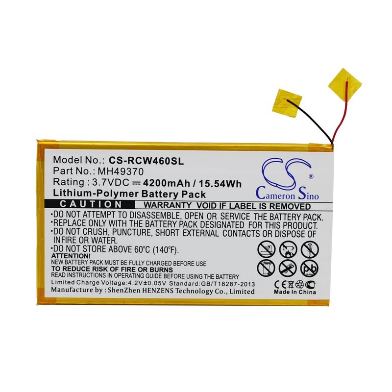 Li-polymer Battery Fits Rca, 10", Rct6203w46, Rct6203w46 10" 3.7v, 4200mah Tablet Cameron Sino Technology Limited