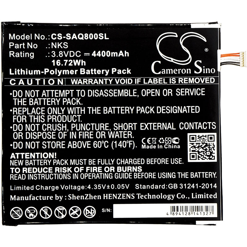 Li-Polymer Battery fits Sprint, Aqt80, Slate 80 3.8V, 4400mAh Tablet Cameron Sino Technology Limited