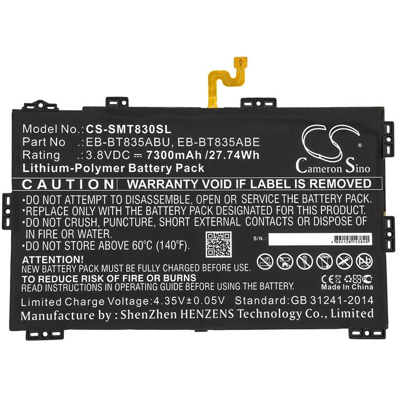 Li-polymer Battery Fits Samsung, Galaxy Tab S4 10.5 2018, Galaxy Tab S4 10.5 2018 Td-lte 3.8v, 7300mah Tablet Cameron Sino Technology Limited