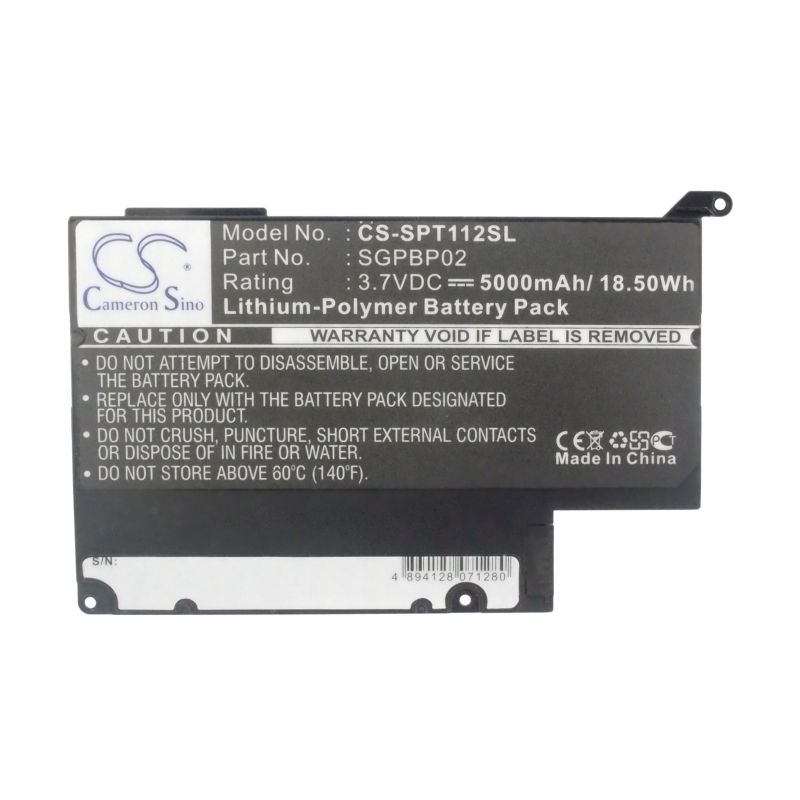 Li-Polymer Battery fits Sony, Sgpt111cn, Sgpt112cn, Tablet S1 3.7V, 5000mAh Tablet Cameron Sino Technology Limited