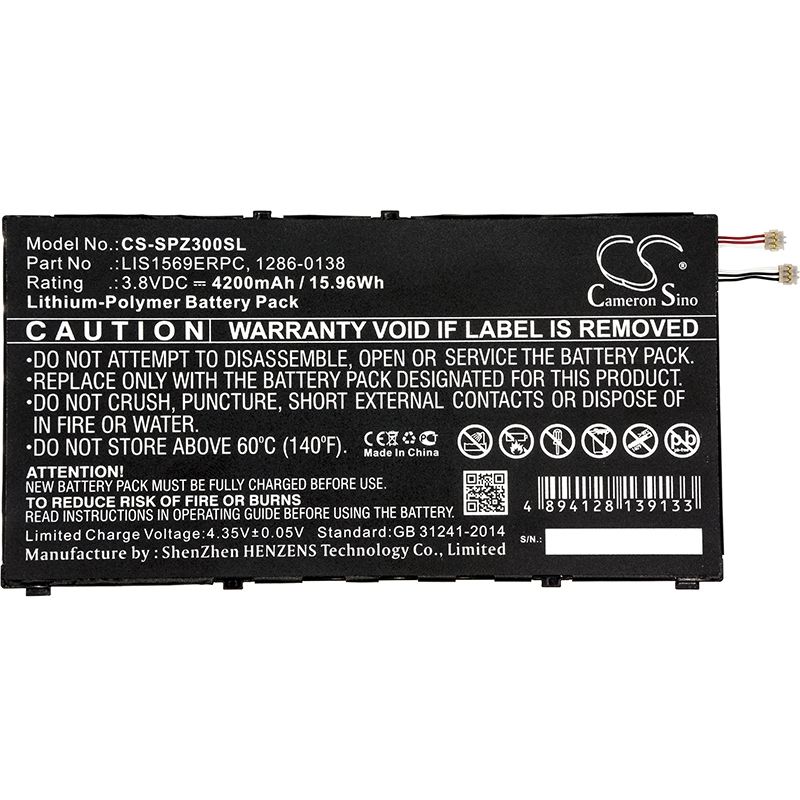 Li-polymer Battery Fits Sony, Sgp611, Sgp612/w, Sgp621 3.8v, 4200mah Tablet Cameron Sino Technology Limited