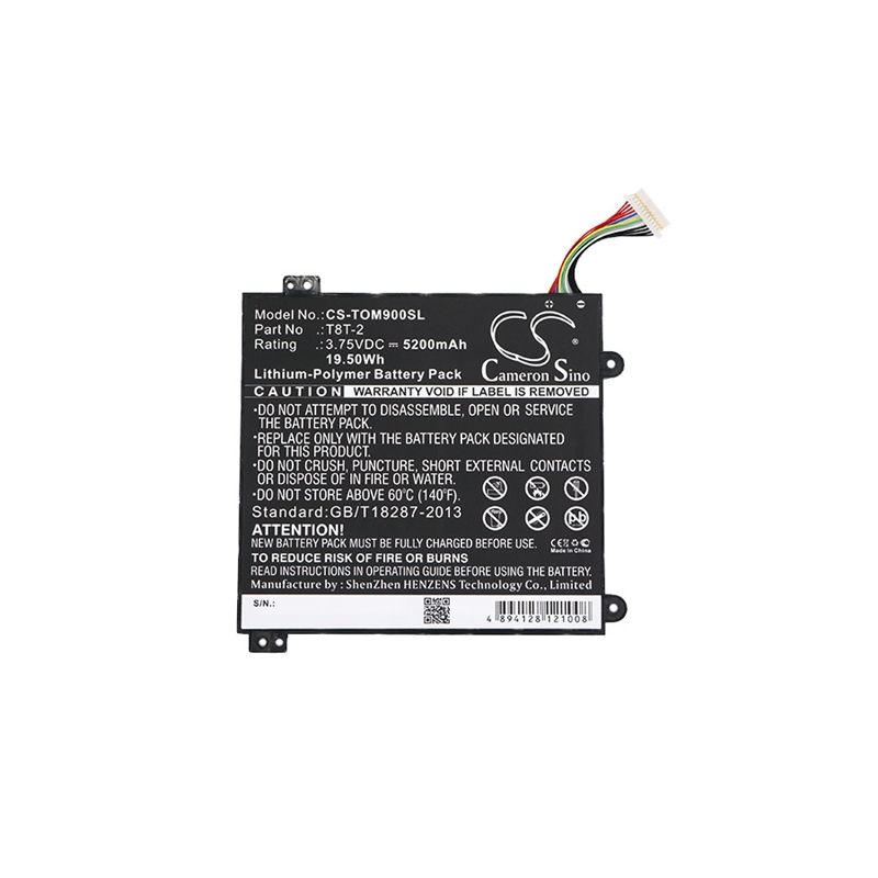 Li-ion Battery fits Toshiba, Satellite Click Mini L9w-b, Satellite Click Mini L9w-b 8.9" 3.75V, 5200mAh Tablet Cameron Sino Technology Limited