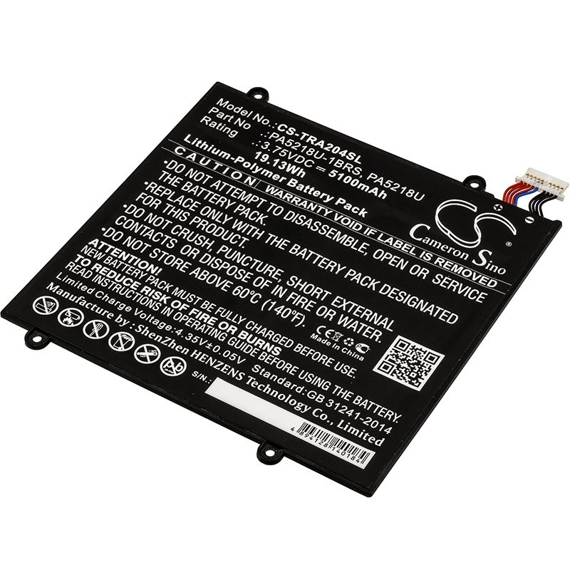 Li-Polymer Battery fits Toshiba, Excite A204, Excite A204 At10-b 3.75V, 5100mAh Tablet Cameron Sino Technology Limited