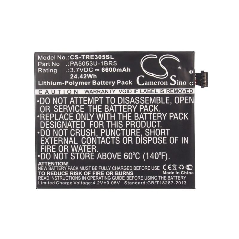Li-polymer Battery Fits Toshiba, At205, At205-t16, At305 3.7v, 6600mah Tablet Cameron Sino Technology Limited