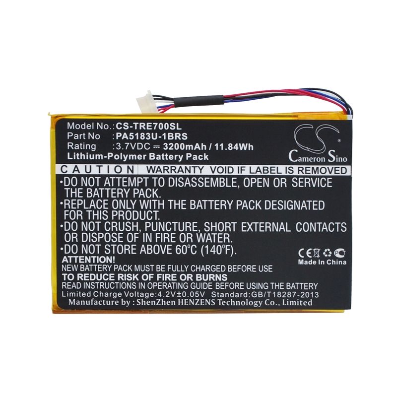 Li-Polymer Battery fits Toshiba, At7-b, At7-c, At7-c8 3.7V, 3200mAh Tablet Cameron Sino Technology Limited