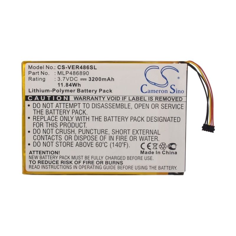 Li-Polymer Battery fits Viewsonic, Zoompad 3.7V, 3200mAh Tablet Cameron Sino Technology Limited