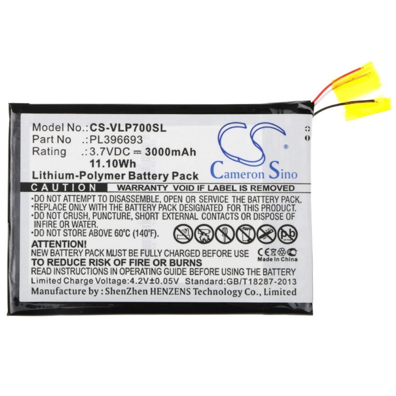 Li-Polymer Battery fits Visual Land, Me-7g-8gb, Prestige 7g 7" 3.7V, 3000mAh Tablet Cameron Sino Technology Limited