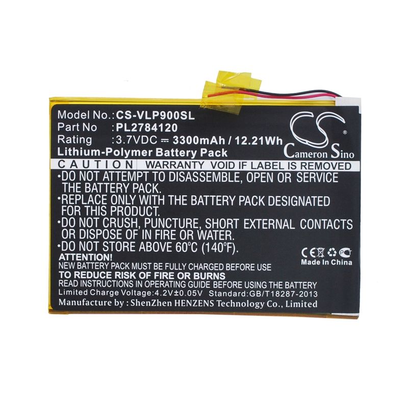 Li-Polymer Battery fits Visual Land, Me-9q, Prestige Elite 9q 9" 3.7V, 3300mAh Tablet Cameron Sino Technology Limited