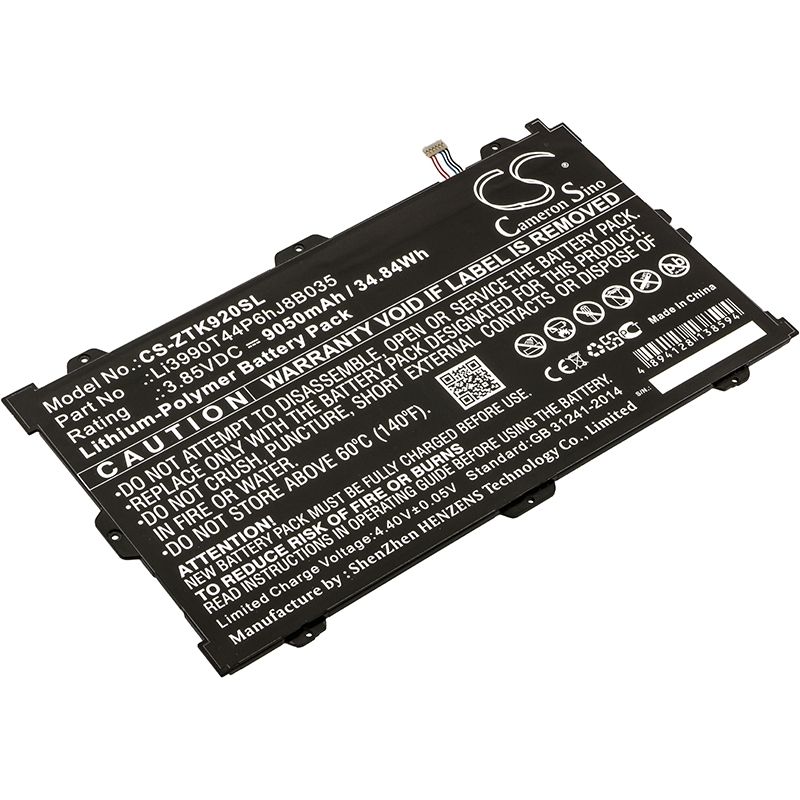 Li-Polymer Battery fits Zte, K92, Primetime, Primetime Lte-a 3.85V, 9050mAh Tablet Cameron Sino Technology Limited