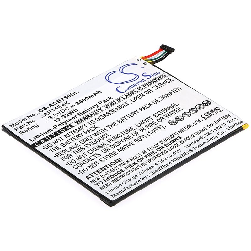 Li-polymer Battery Fits Acer, Iconia One 7 B1-750 3.8v, 3400mah Tablet Cameron Sino Technology Limited