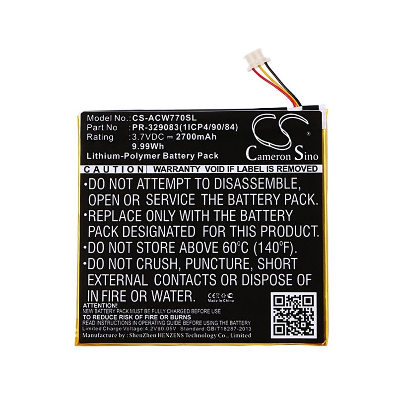 Li-polymer Battery Fits Acer, Iconia One 7 B1-770 3.7v, 2700mah Tablet Cameron Sino Technology Limited