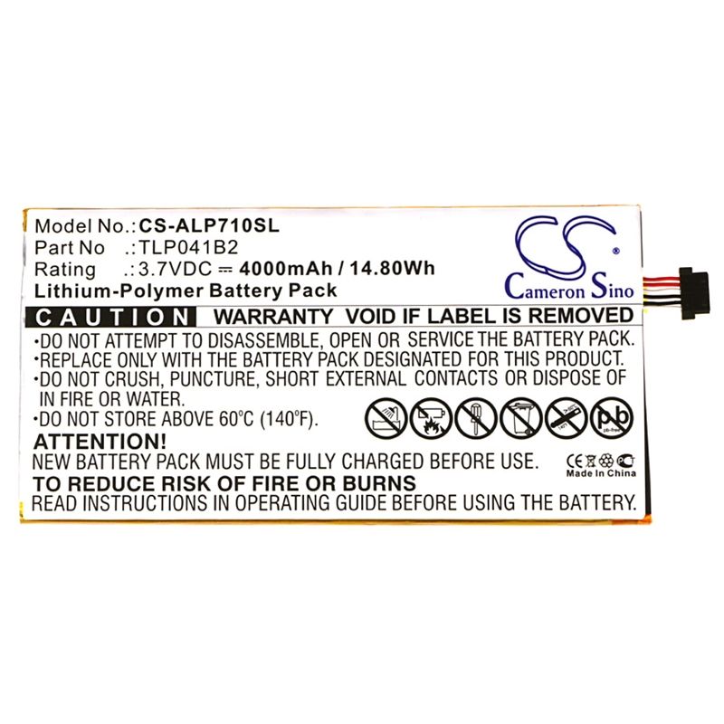 Li-Polymer Battery fits Alcatel, E710, Onetouch Evo 7 Hd 3.7V, 4000mAh Tablet Cameron Sino Technology Limited