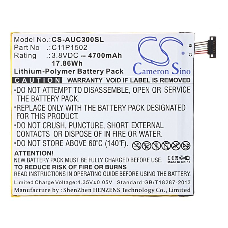 Li-polymer Battery Fits Asus, P023, Z300c, Z300cg 3.8v, 4700mah Tablet Cameron Sino Technology Limited