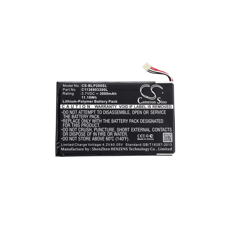 Li-Polymer Battery fits Blu, P200, P200l, Touch Book 7 3g 3.7V, 3000mAh Tablet Cameron Sino Technology Limited