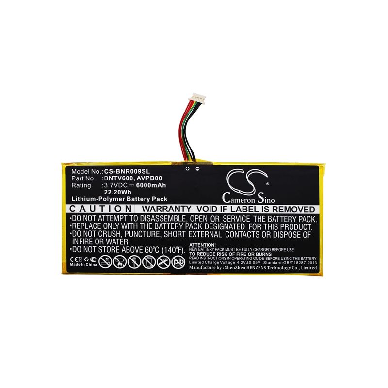 Li-polymer Battery Fits Barnes & Noble, Bntv600, Nook Hd+ Plus, Nook Hd+9 3.7v, 6000mah Tablet Cameron Sino Technology Limited