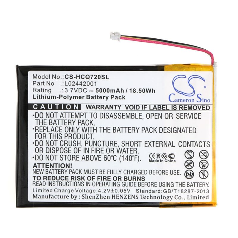 Li-Polymer Battery fits Hp, Cq720a, Estation Zeen, Photosmart Estation C510 3.7V, 5000mAh Tablet Cameron Sino Technology Limited