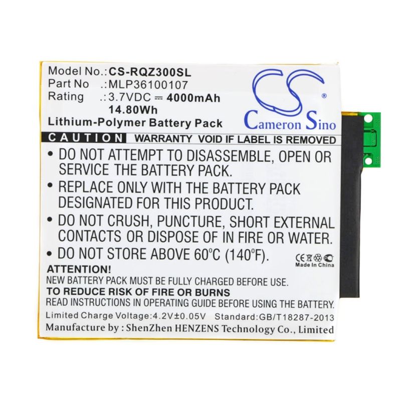 Li-Polymer Battery fits Verizon, Ellipsis 8, Ellipsis Kids, Ellipsis Kids Lte 3.7V, 4000mAh Tablet Cameron Sino Technology Limited